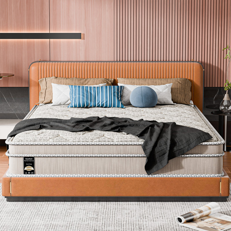 Matelas hybride ferme de 13 po pour plus de bois et de hanches, rembourré de mousse, certifié Certipur-US, housse en tissu damassé.