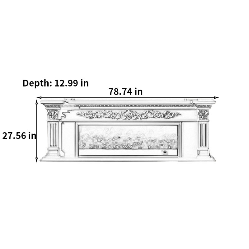 Foyer simple de style européen Euro-American, Ivoire ivoire, 78.74"