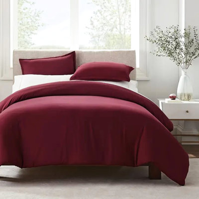 Housse de couette unie pour grand lit simple Bourgogne - Clean - peau - mélange de coton, douce et respirante, confort en toutes saisons, bords, boulochage après plusieurs lavages, couverture double pour différents types de lits, coffre-fort