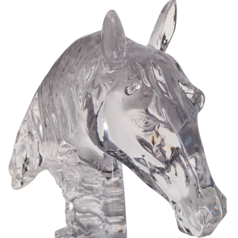 Glass Horse Sculpture With Crystal Base - Home Decor Accent Decorations For Living Room - Decorative Object Figurine And Statue Accessory - 9.5", Clear