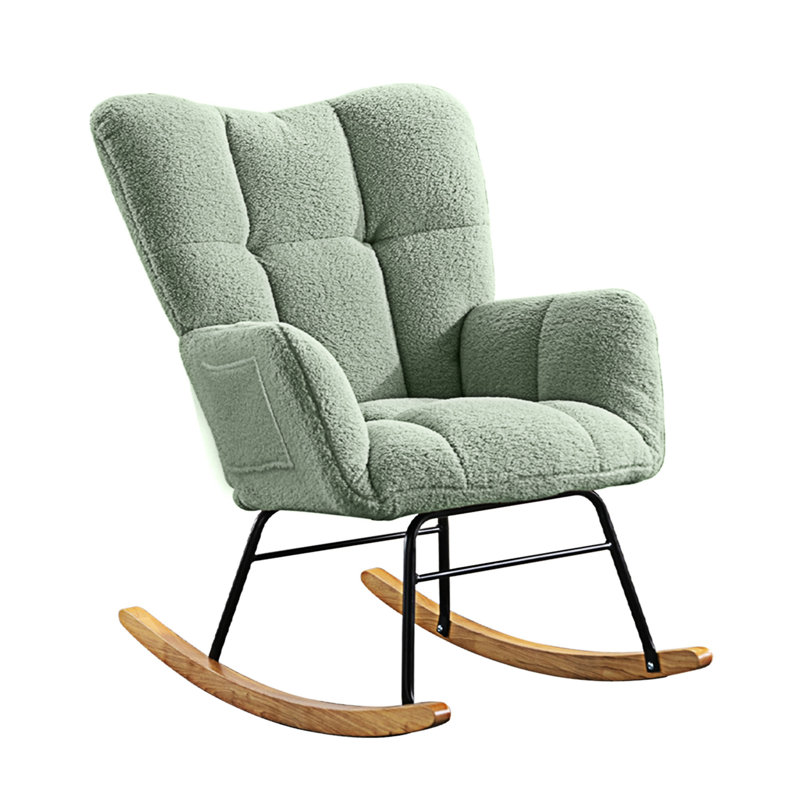 Rocking Accent Chair, Light Green Teddy