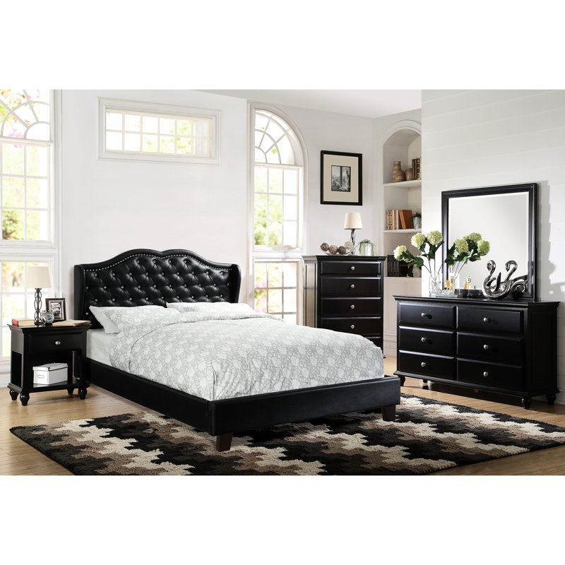 Kansas Vegan Leather Bed, California King, Silver