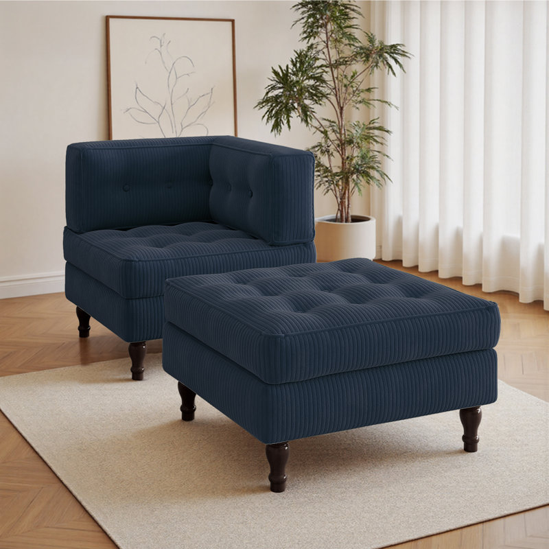 Upholstered Chaise Lounge, Navy