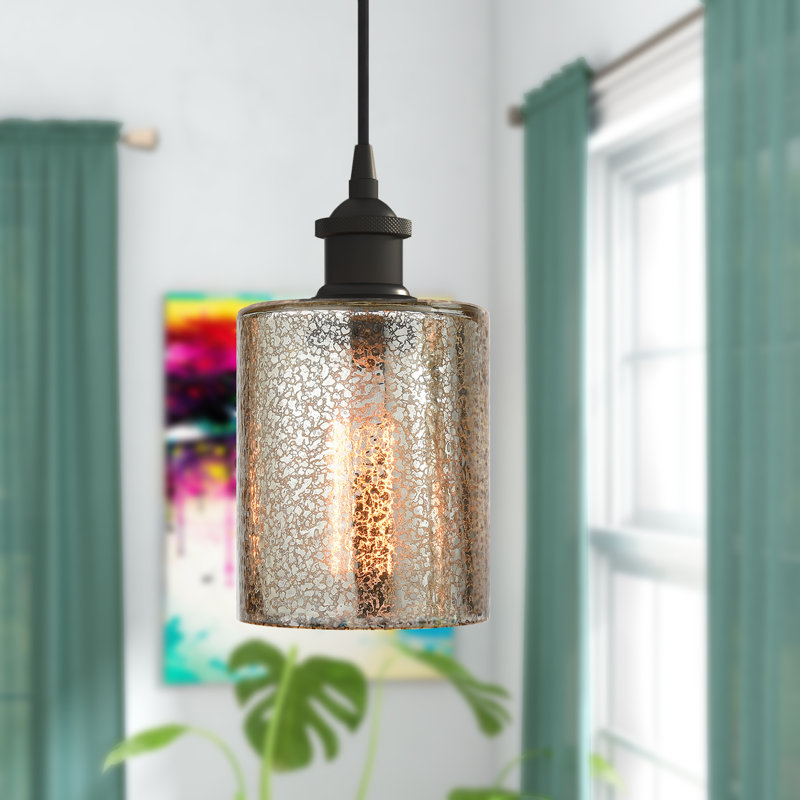 Luminaire suspendu cylindrique à 1 lumière Leilani, Bronze huilé, Mercure