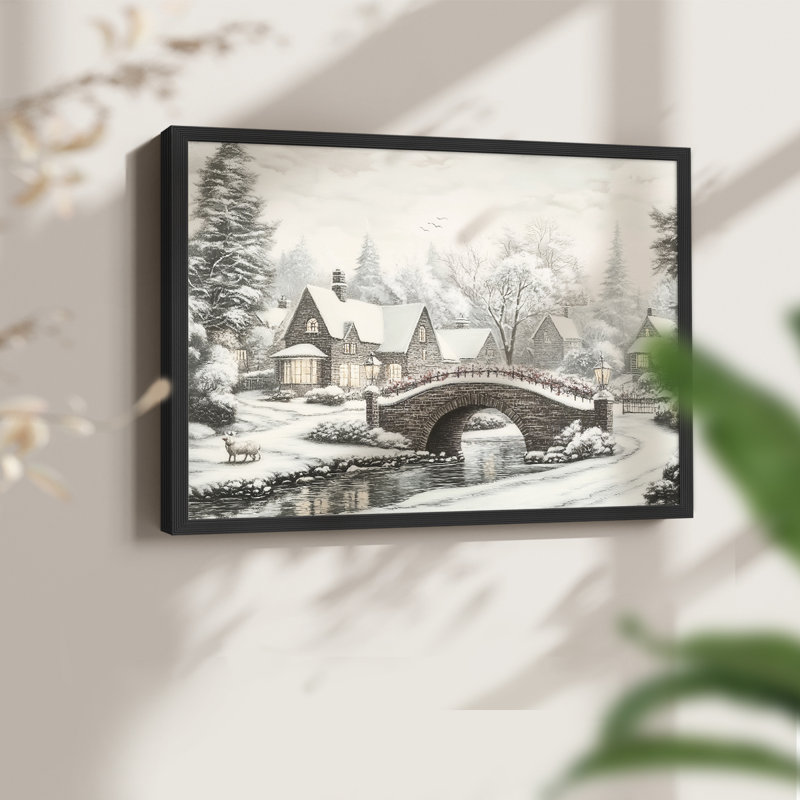 Art de Noël - CMxxx - reproduction encadrée - réversible, H 22 po x l 28 po, Noir