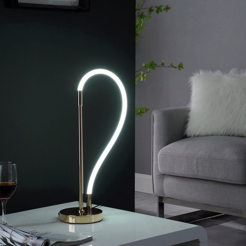 Lampe de table 20,5 po à DEL en tube Elastilight avec extrémité magnétique contemporaine en or rose