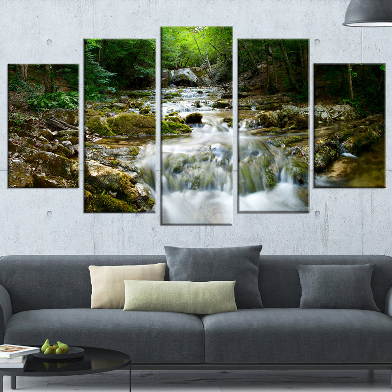 « natural spring cascade », ensemble de 5 reproductions d’art sur toiles tendues