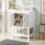 Meuble-lavabo moderne avec design élégant en sergé et charnières à fermeture en douceur, armoire de salle de bain avec structure ouverte au dos, tablette réglable-128972936