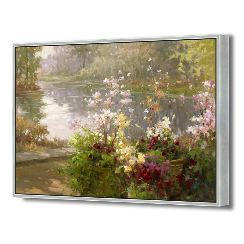 Riverside Blossoms Print, 38" H x 50" W, Silver