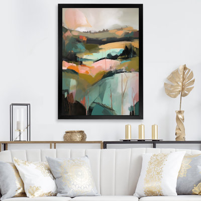 Vert et rose, réalité transcendante - peinture murale abstraite