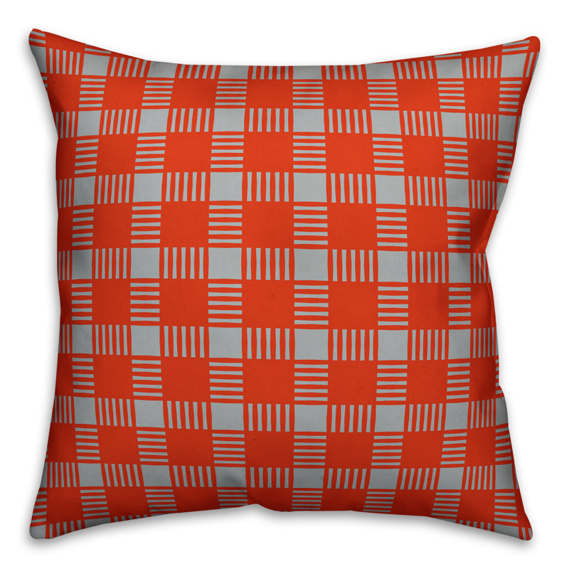 Red and Gray Plaid 20" x 20" Spun Polyester Throw Pillow