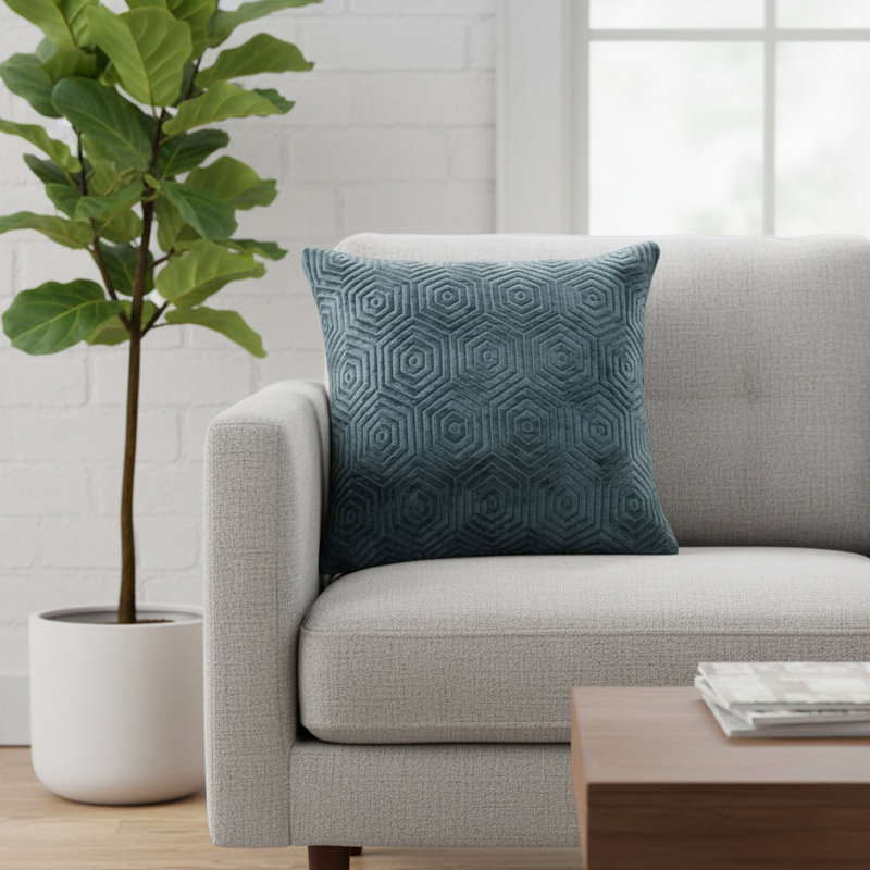 Explorer Sutter Geometric Feather Reversible Throw Pillow, Pacific, 19" H x 19" W, Square