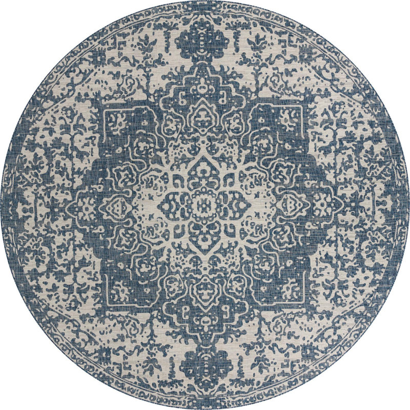 Outdoor Destiny Area Rug Bone Color, Round 13'