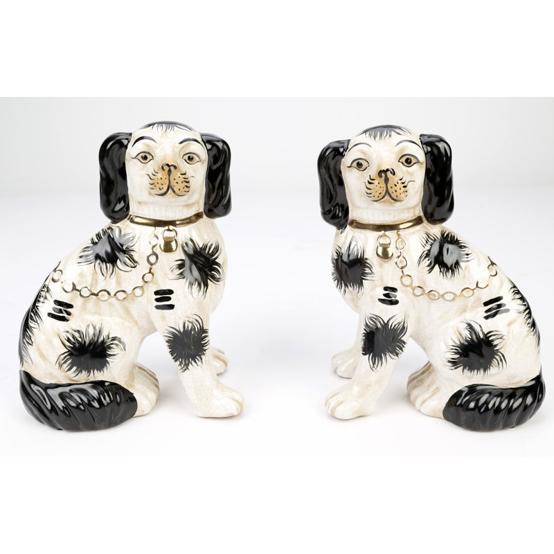 Paire de chiens 8 "Saunders Staffordshire, Noir
