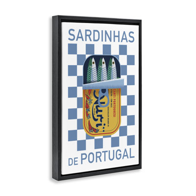 Portuguese Sardines Can Framed Floater Canvas by Victoria Barnes