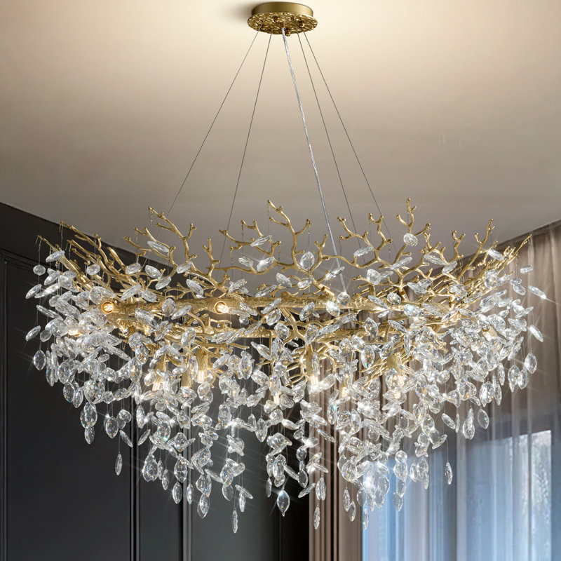 Lustre en cristal Paree Luxury, H 27,56 po x l 39,37 po x P 39,37 po, Doré