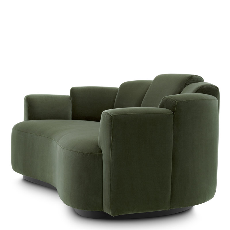Sofa Marbella Torrin Green Velvet, 28.74" H x 76.38" W x 39.76" D