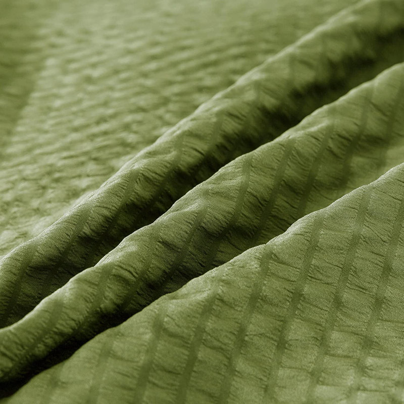 Box Stitch Solid Colour Comforter Set, Dark Sage Green, Queen Comforter