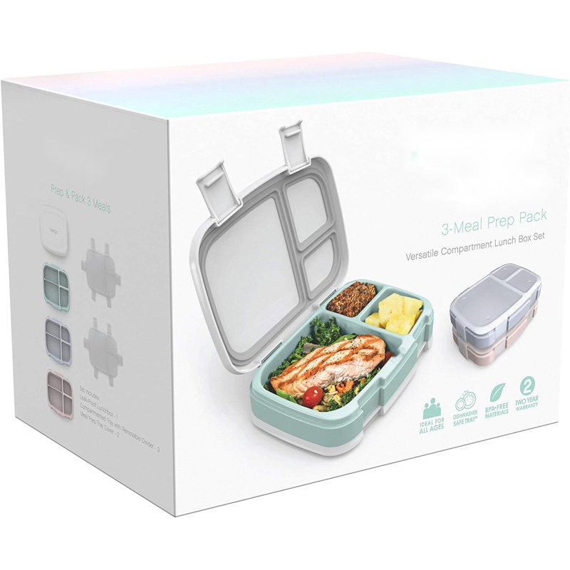 Prep & Savour 3-Pack Meal Prep Lunch Box Set - Reusable 3-Compartment Containers For Meal Prepping, Healthy Eating On-The-Go, And Balanced Portion-Control - BPA-Free, Microwave & Dishwasher Safe
