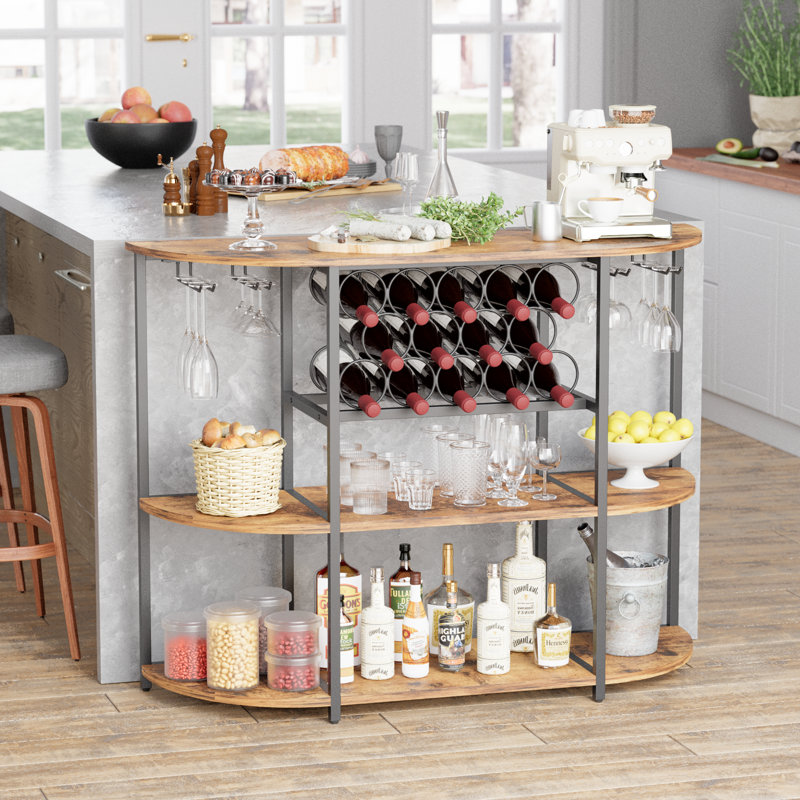 Jeriann Tabletop Wine Bottle & Glass Rack, Brown