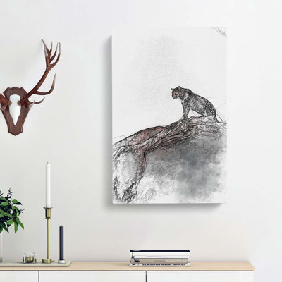 Leopard Upon The Rock In Abstract - Wrapped Canvas