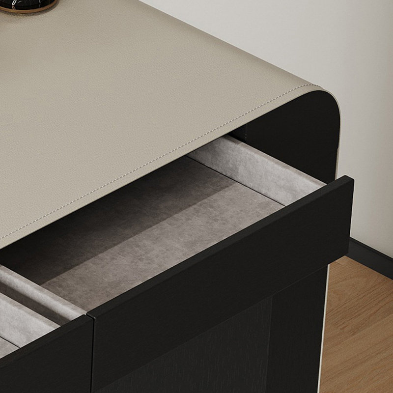 Bureau rectangulaire à 3 tiroirs noir + blanc massif + bois manufacturé + cuir, H 30,31 po x l 70,87 po x P 23,62 po
