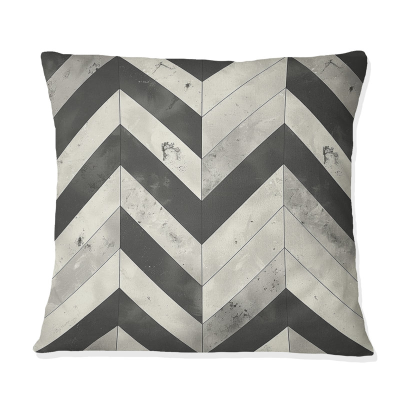 Coussin décoratif gris Modern Herringbone Flow II, H 16 po x l 16 po