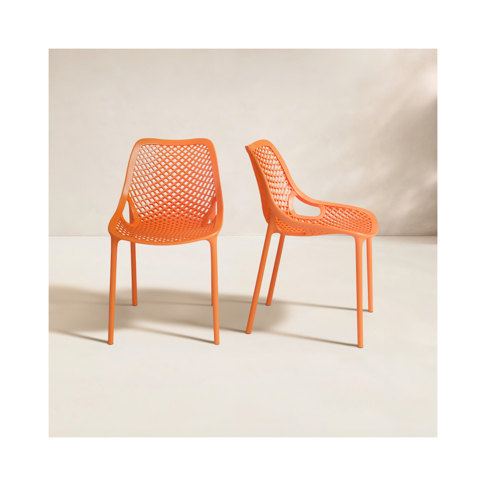 Farrah Outdoor Stacking Dining Side Chair, Orange