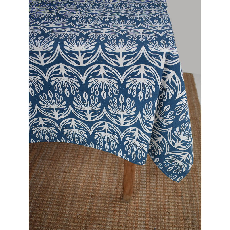 French Home Botanical 59" X 78" Tablecloth - Indigo, 78" L x 59" W, Indigo
