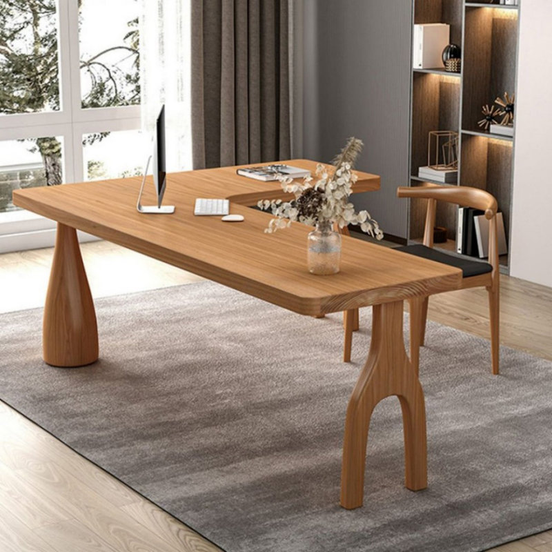 Bureau en bois massif en L Burlywood