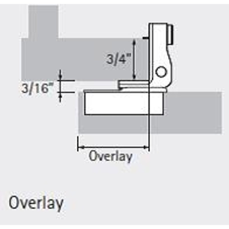 Optimat 3E 105 Degree 6-Way Adjustable Face Frame Press-In Hinge with 8mm Dowels