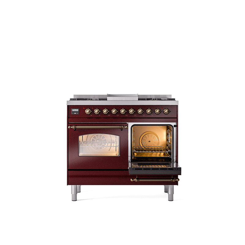 ILVE Nostalgie II 40 in Dual Fuel Range, Liquid Propane, Antique White/Bronze