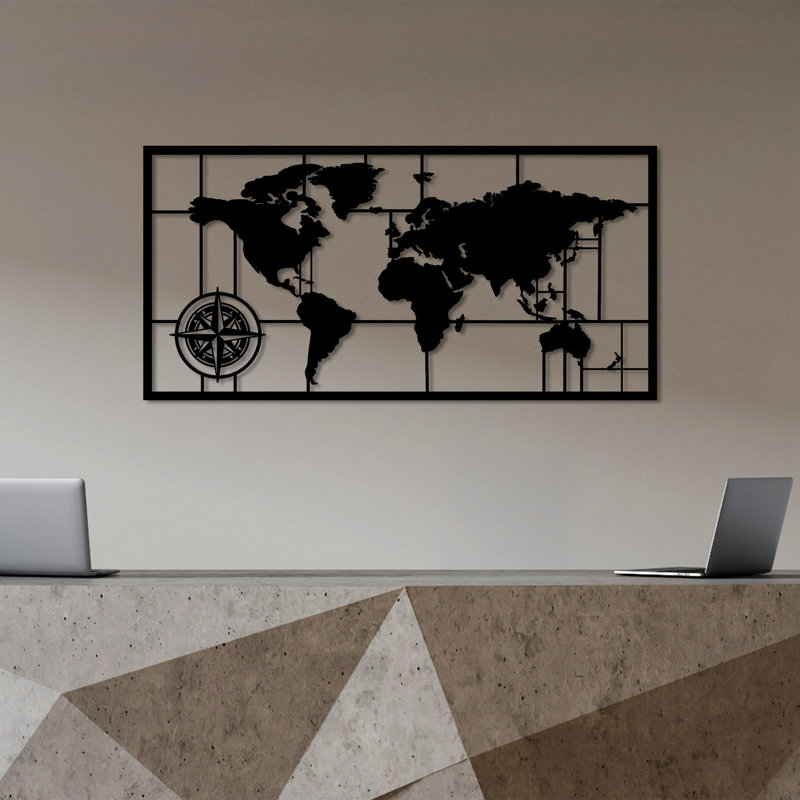 Élégant accessoire mural décoratif en métal, finition noire, 19,7 po x 39,8 po | Fabrication 100% métal, épaisseur: 0,06 po | Léger à 1,6 lb, parfait pour la décoration intérieure et les intérieurs modernes, facile à accrocher