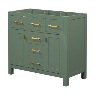 Bathroom Vanity Without Sink, Modern Freestanding Cabinet With 4 Drawers, 2 Cabinets, Frame, Green (sink Not Included) -  Man Wah, MW-SPN-757267