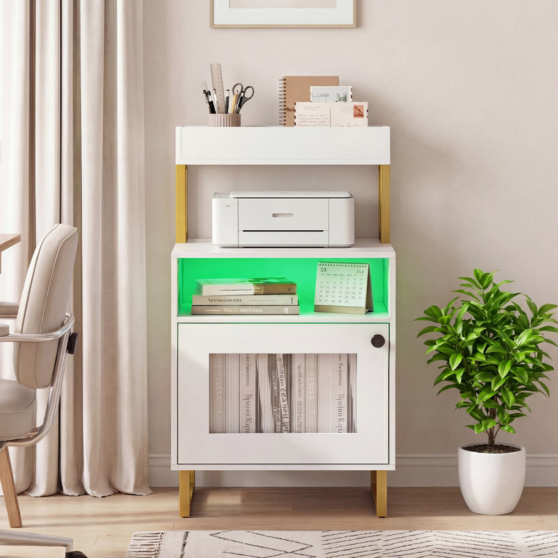 45cm W Manufactured Wood Bedside Table, White