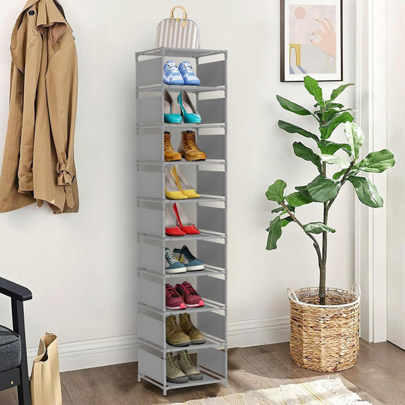 10 Pair Shoe Rack, Gray