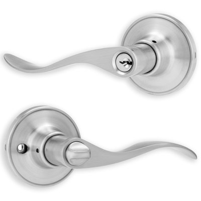 XFORT Cabriole Entrance Knob Set, Door Knob with Lock for Internal Wooden Doors, Complete Set with Tubular Latch and 3 Keys