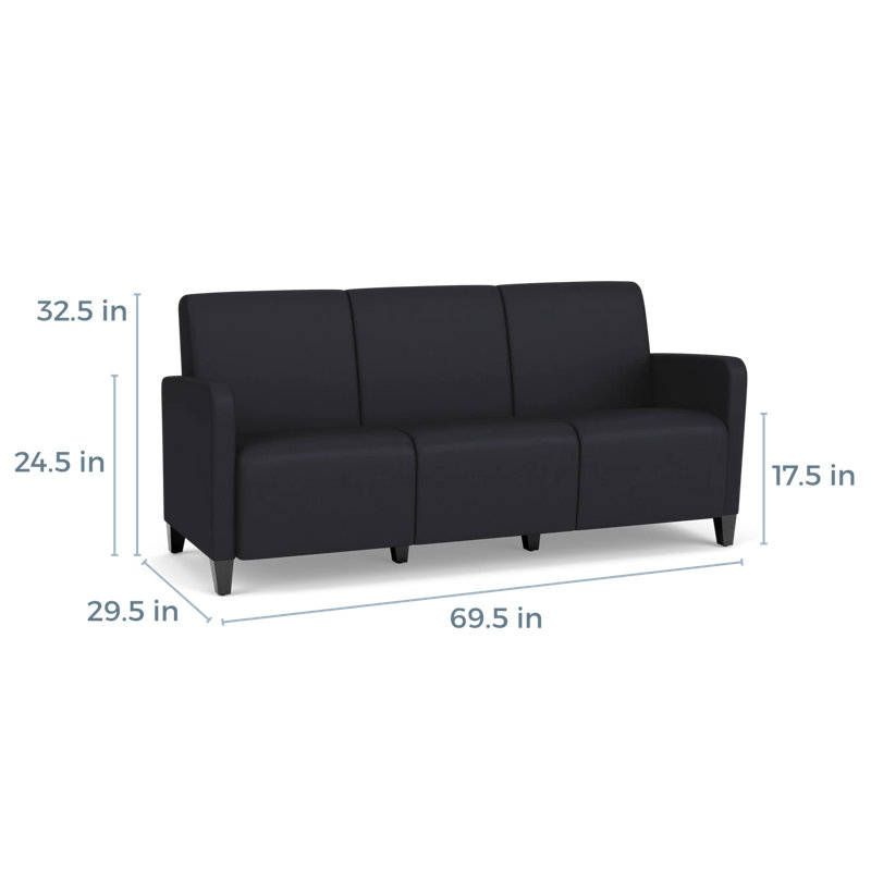 Fauteuil de réception 3 places Ravenna, Noir Patriot Plus, Bois noir
