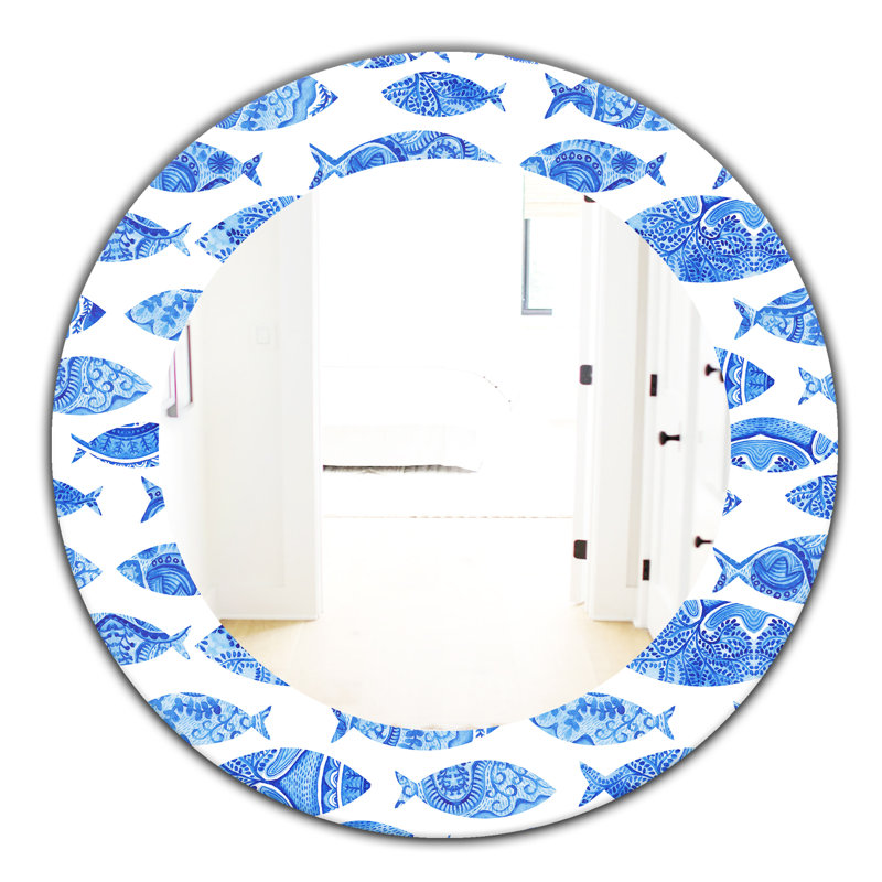 Costal Creatures 1 - Printed Traditional Frameless Oval or Round Wall Mirror, 23.6" H x 23.6" W