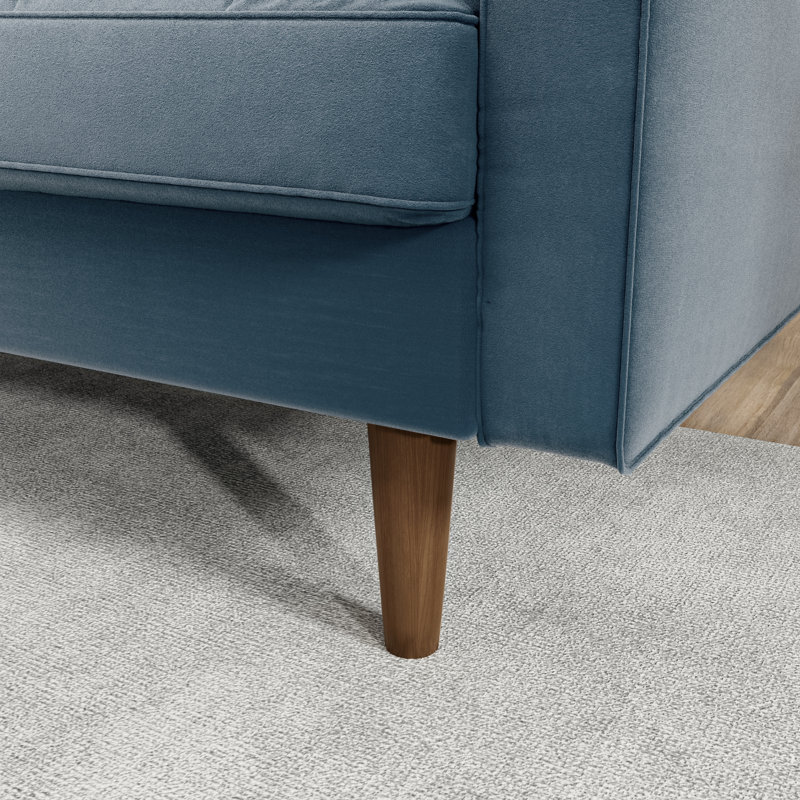 Canapé en velours à accoudoirs carrés de 70 po Brighton, Polyester bleu prussien