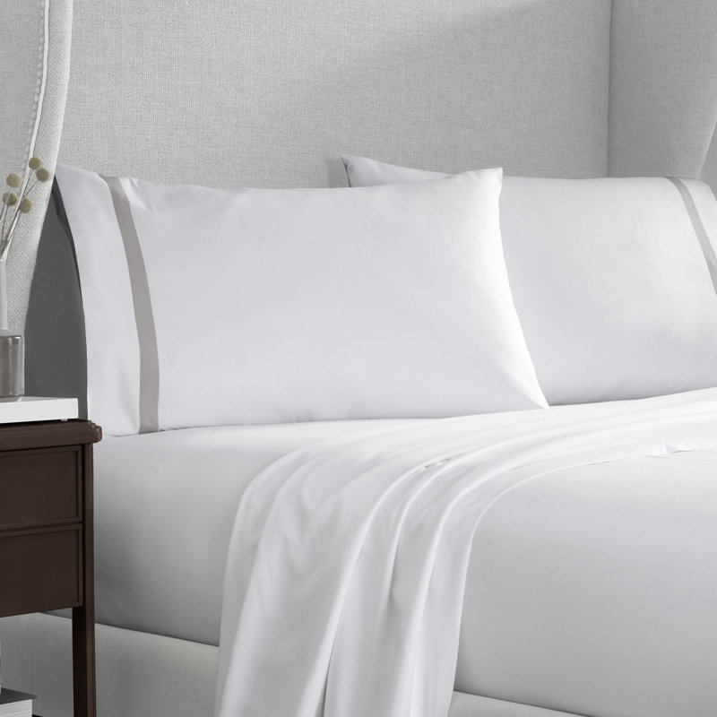 Martex 200 Series UltraSoft Microbrushed Pillowcase, Standard, White/Khaki