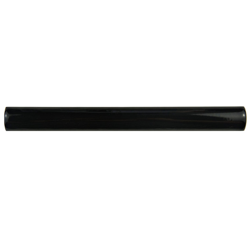 Santorini 8" x 1" Ceramic Pencil Liner Tile Trim in Nero