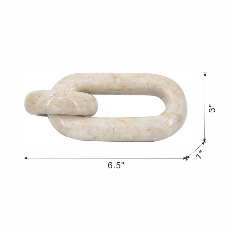 6.5X3X1" Small Decorative Two-Link Marble Chain With Elegant Cream Finish