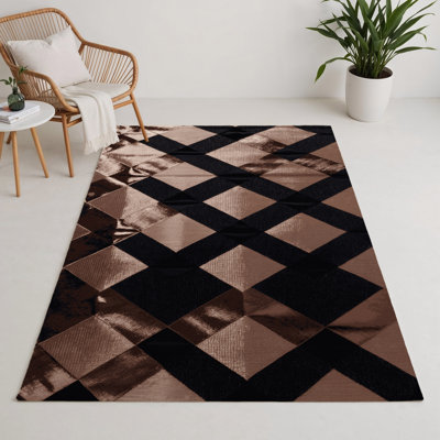 Tapis intérieur / extérieur noir à carreaux
