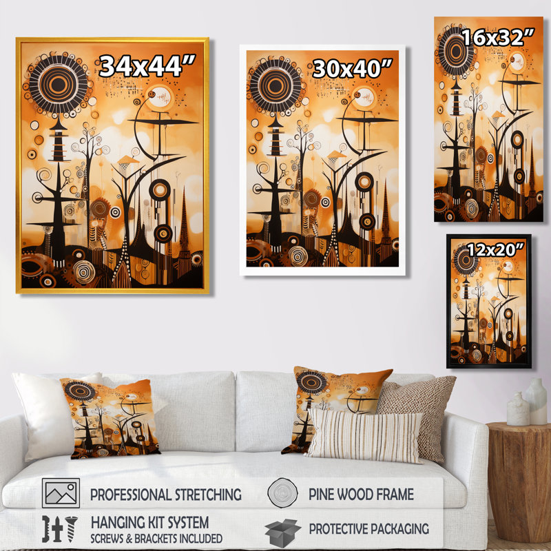 Sépia brun - Minimalisme africain, Visions - art mural africain, Toile tendue, H 20 po x l 12 po x P 1 po
