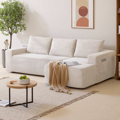 Canapé modulaire 96,9 po Cloud avec méridienne en L à droite, sans assemblage, siège profond, canapé modulaire pour le salon, la chambre à coucher ou un appartement - Méridienne orientée vers la droite, idéal pour les coins