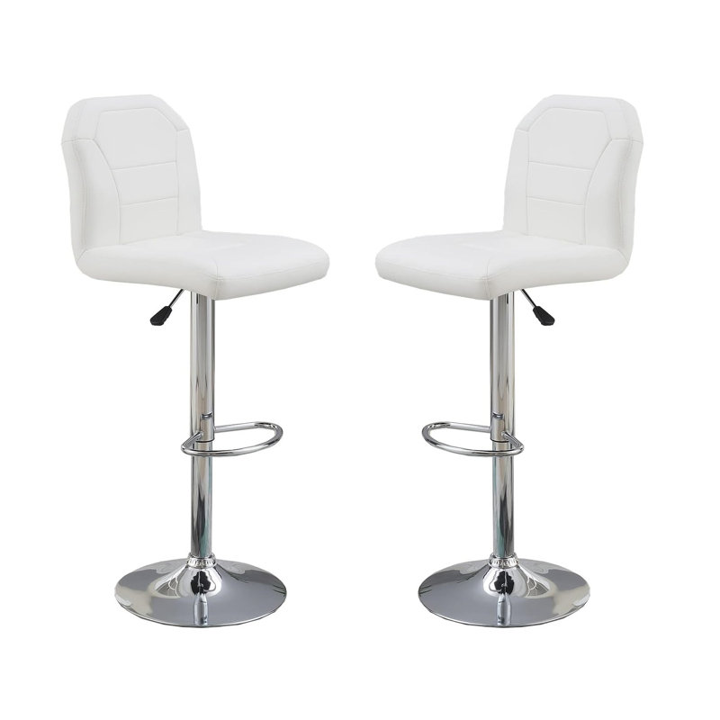 Tabouret de bar réglable en similicuir avec lignes épurées, base chromée, ensemble moderne de 2 chaises / tabouret de bar / salle à manger / cuisine