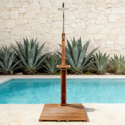 Douche d'extérieur en bois massif de style pluie