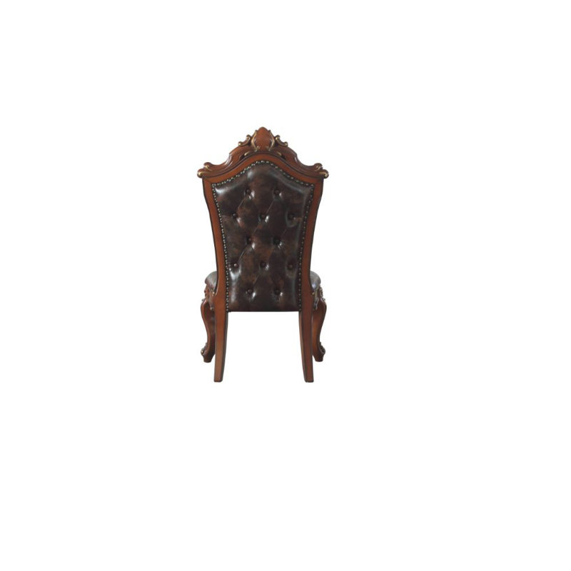 Chaise d'appoint (lot de 2), finition en cuir synthétique et chêne miel