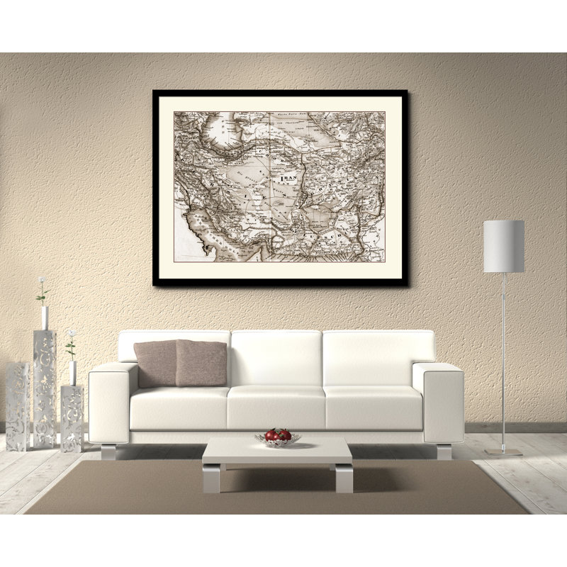 «Iran, afghanistan, sépia», reproduction d'art sur toile avec cadre noir, 28 x 37